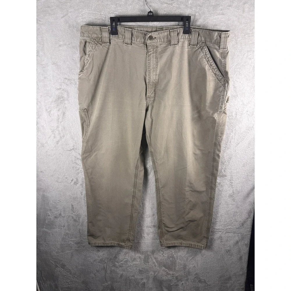 Carhartt Pants Mens 46x28 Beige Carpenter Canvas Relaxed Fit Workwear Utility